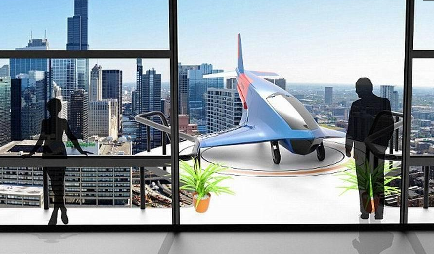 概念公寓楼智能阳台设计可停飞机，坐飞机航班