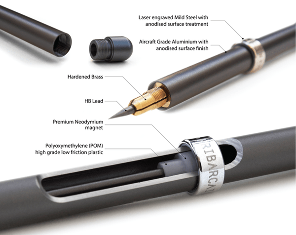 创意磁力铅笔设计，外部金属极简风内部复杂