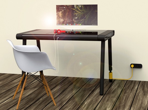 电脑与书桌结合的全新概念家具设计，打造现代办公佳品