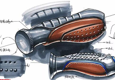 手绘细节技巧教程，电动车把手渲染细节表现方法