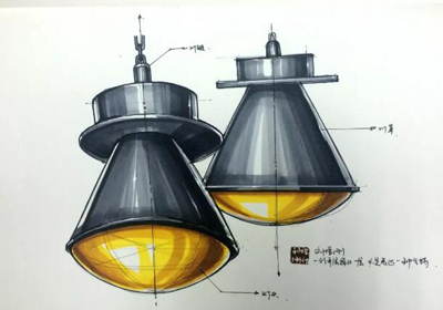 灯具手绘技巧，工业风吊灯快速手绘教程