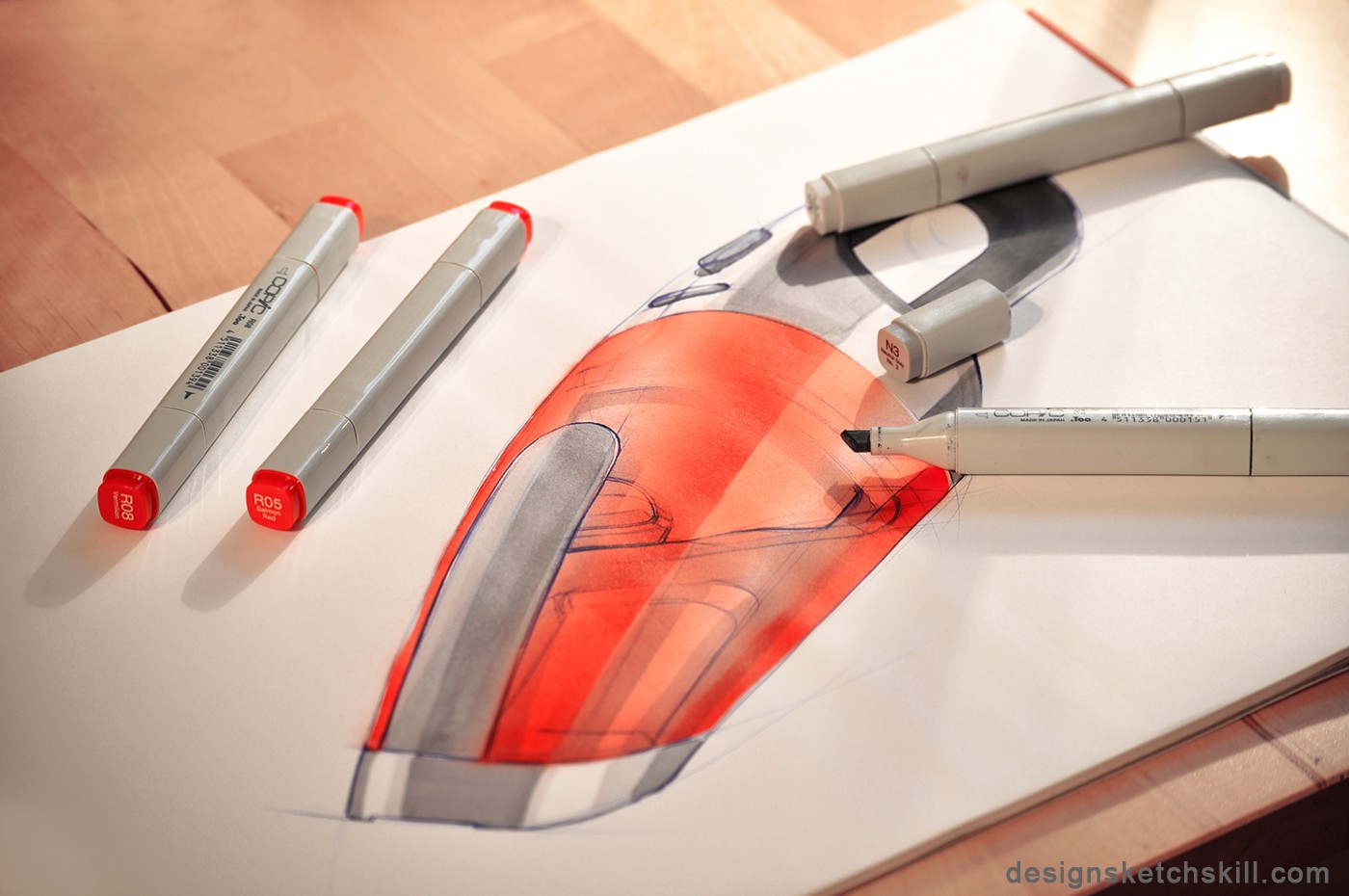 COPIC马克笔绘制吸尘器手绘教程