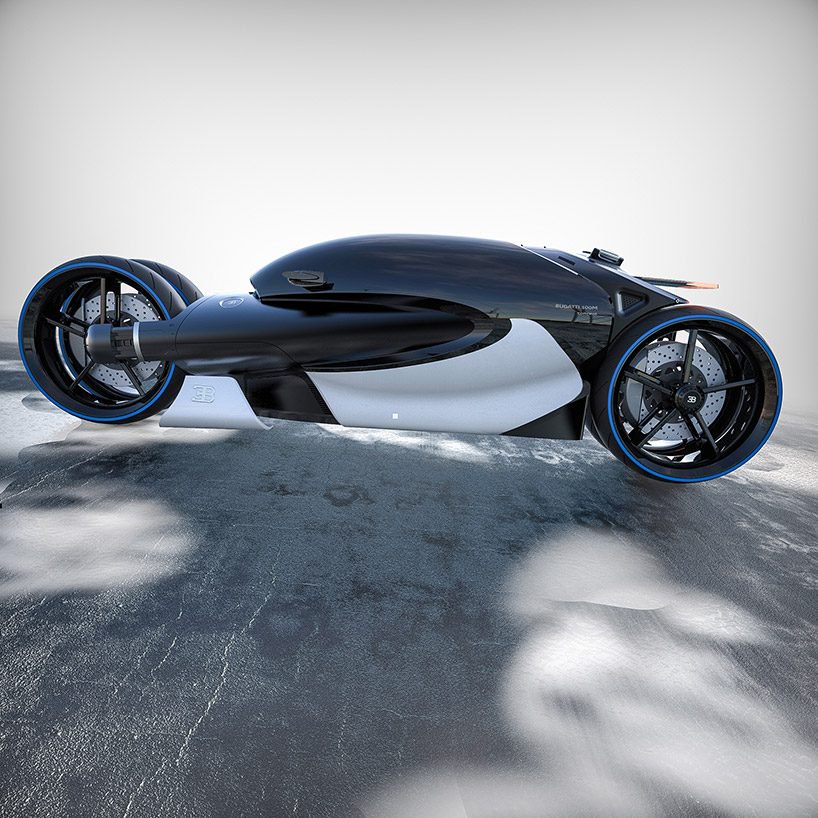 酷炫混合动力机车设计,布加迪100m四轮概念摩托车