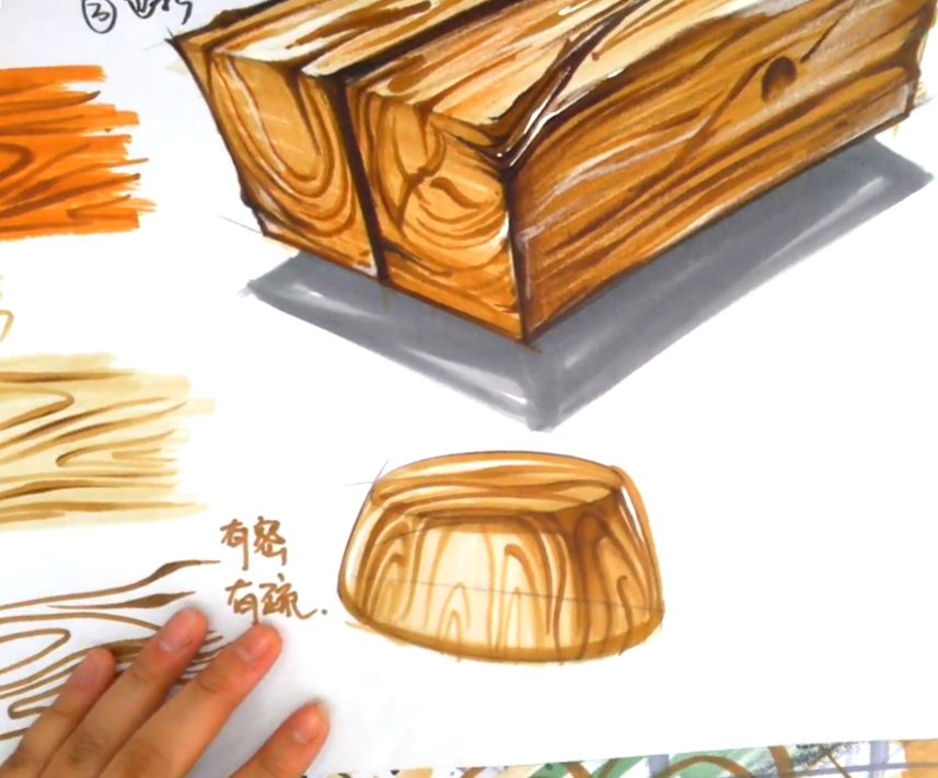 马克笔手绘木头质感图图片